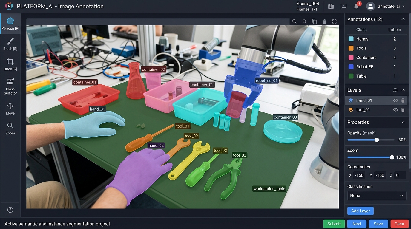 Multi-class instance and semantic segmentation platform interface